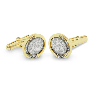 EverWith Gents Fancy Oval Memorial Ashes Cufflinks with Fine Crystals