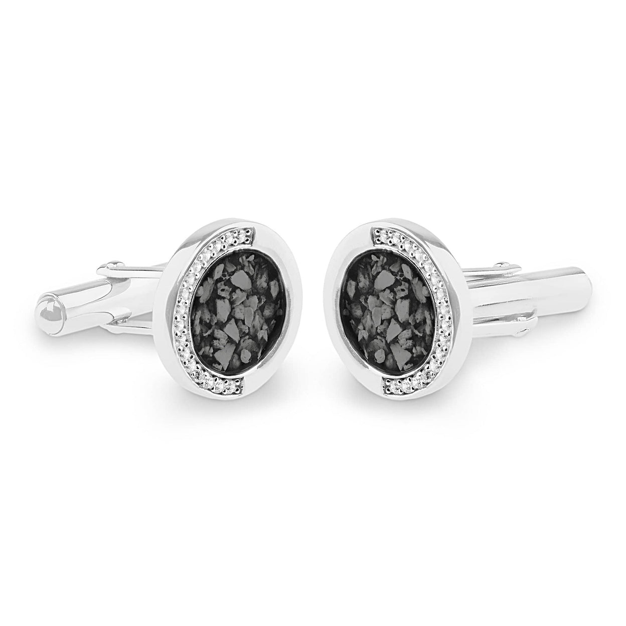 Load image into Gallery viewer, EverWith Gents Fancy Round Memorial Ashes Cufflinks with Fine Crystals