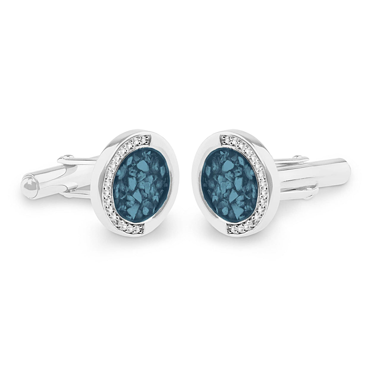 Load image into Gallery viewer, EverWith Gents Fancy Round Memorial Ashes Cufflinks with Fine Crystals