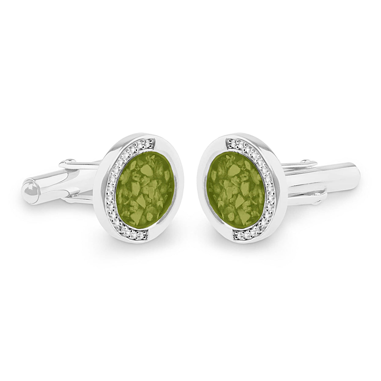 Load image into Gallery viewer, EverWith Gents Fancy Round Memorial Ashes Cufflinks with Fine Crystals