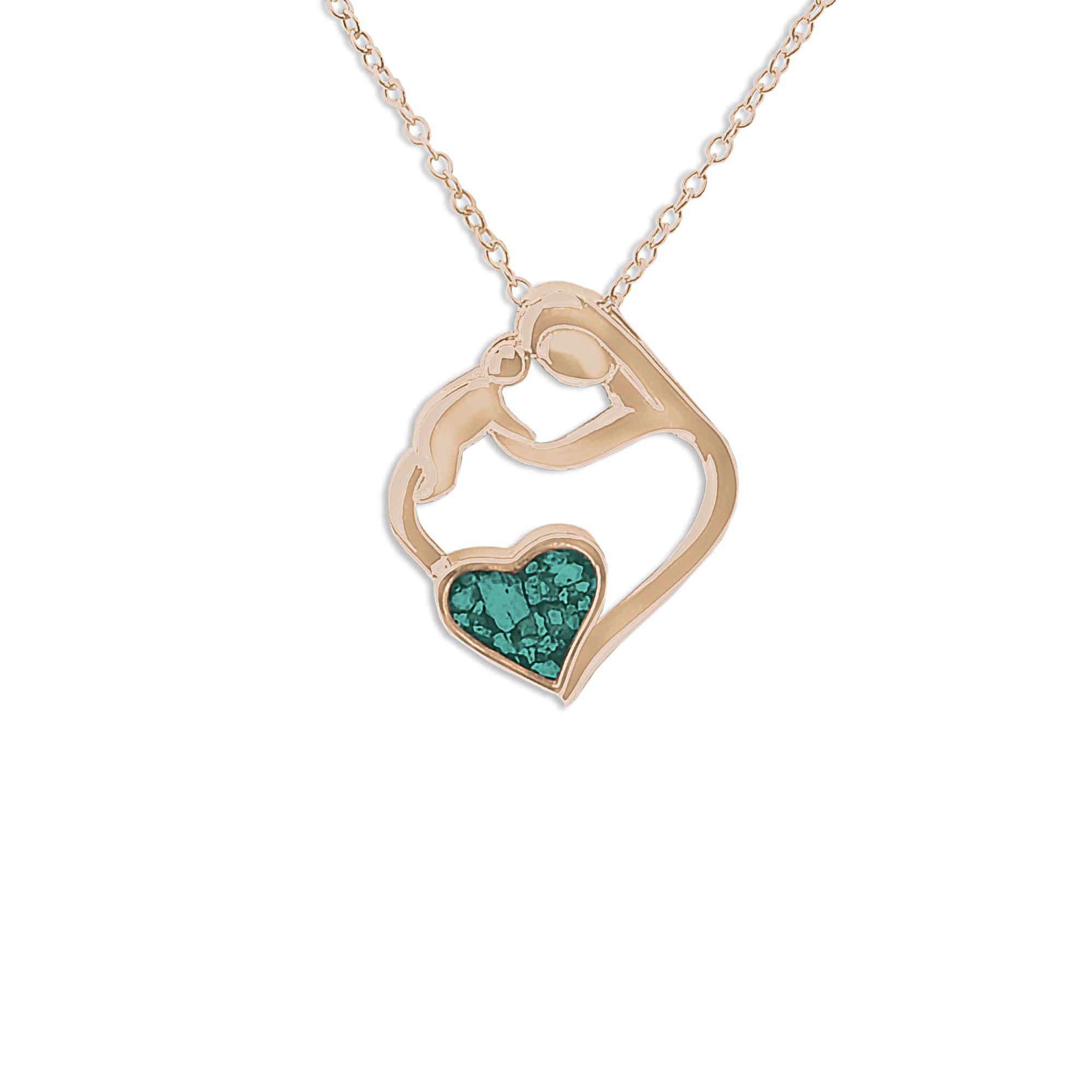 EverWith Ladies Mother and Child Memorial Ashes Pendant 9k Rose Gold Aqua