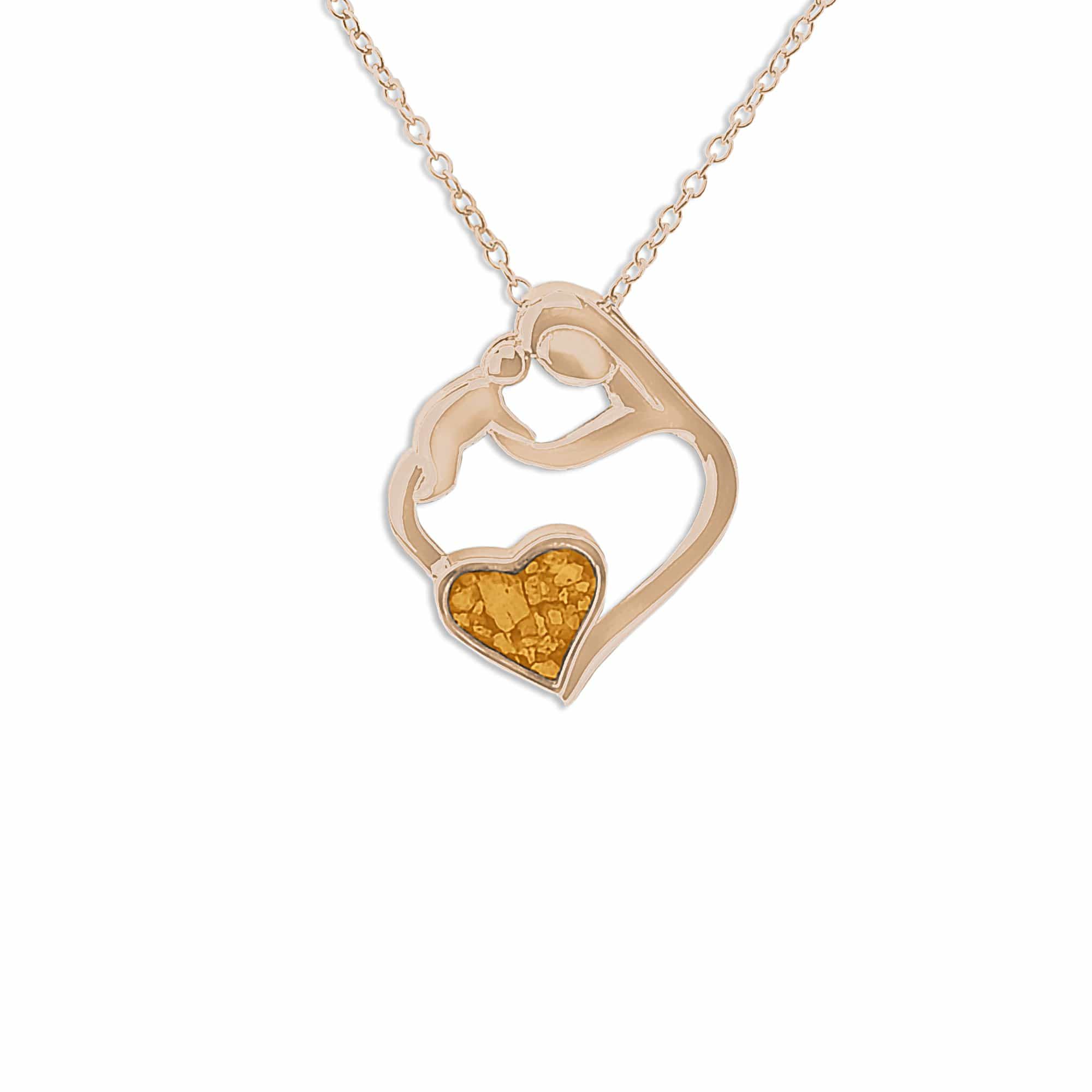 EverWith Ladies Mother and Child Memorial Ashes Pendant 9k Rose Gold Orange