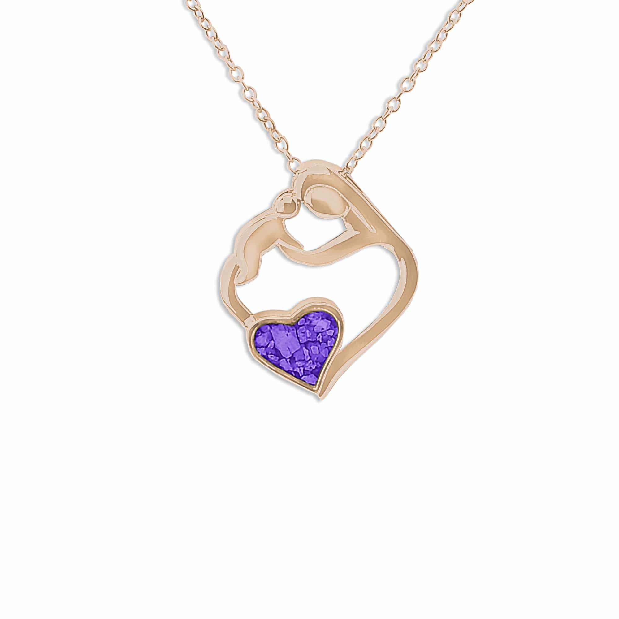 EverWith Ladies Mother and Child Memorial Ashes Pendant 9k Rose Gold Purple
