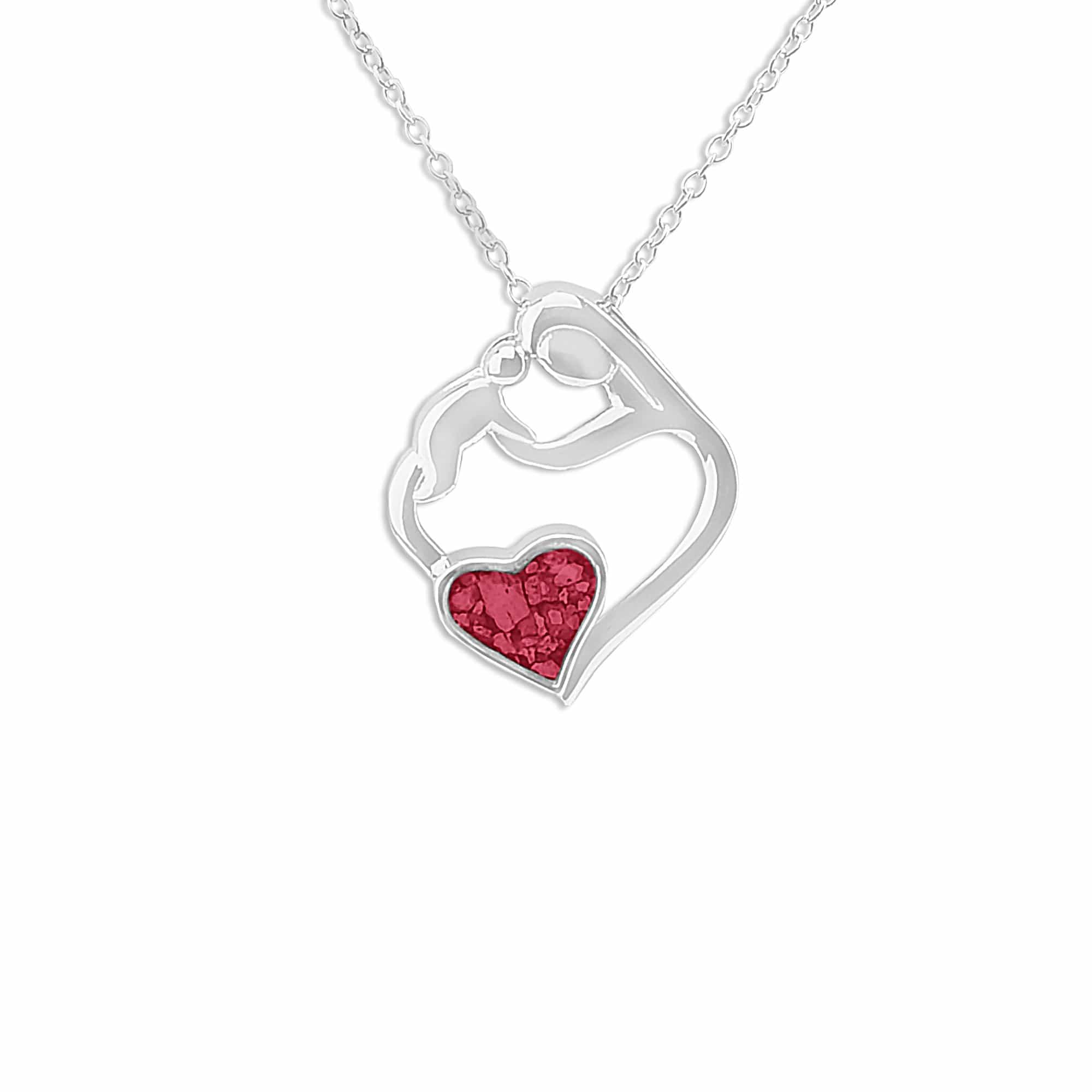 EverWith Ladies Mother and Child Memorial Ashes Pendant Red