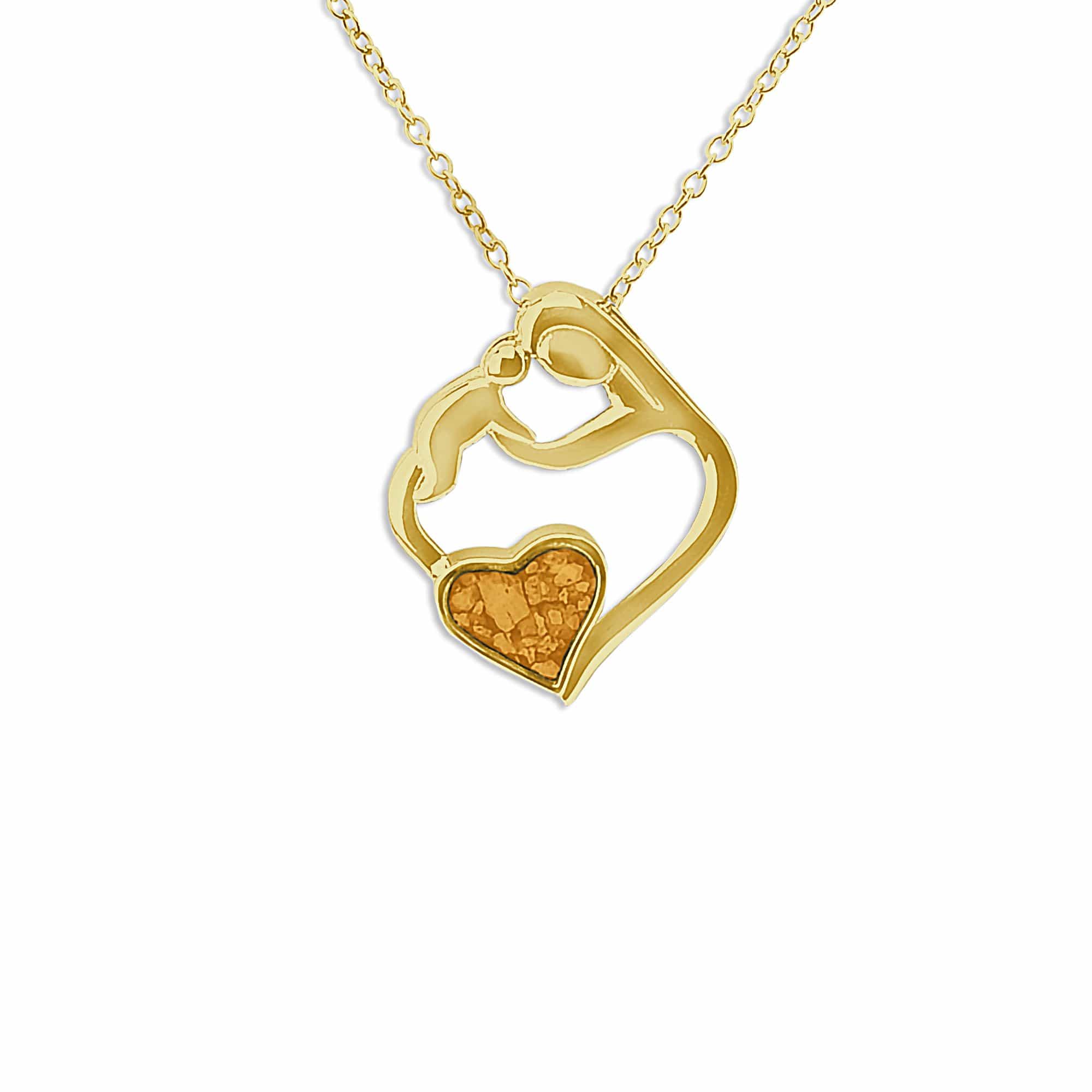 EverWith Ladies Mother and Child Memorial Ashes Pendant 9k Yellow Gold Orange