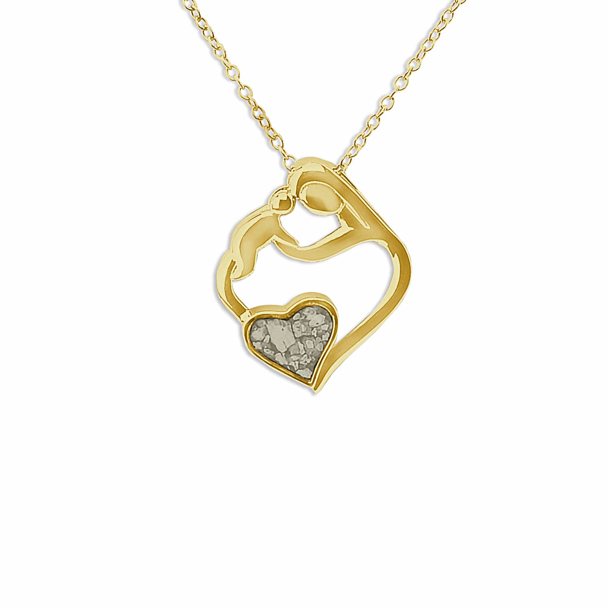 EverWith Ladies Mother and Child Memorial Ashes Pendant 9k Yellow Gold Transparent