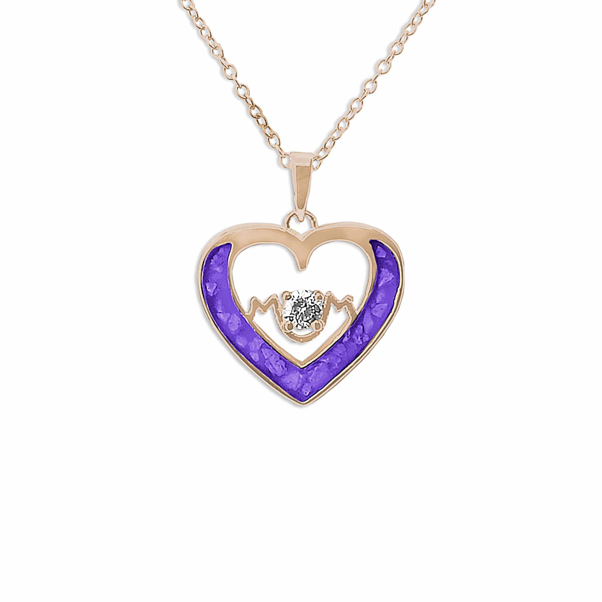 EverWith Ladies Mum Memorial Ashes Pendant with Fine Crystal 9k Rose Gold Purple