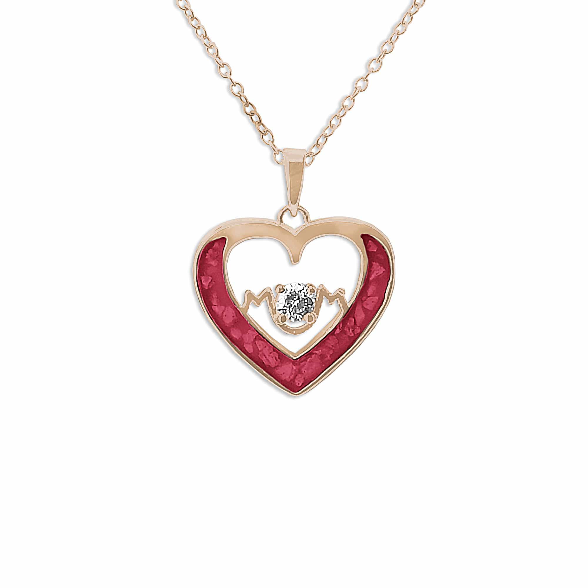 EverWith Ladies Mum Memorial Ashes Pendant with Fine Crystal 9k Rose Gold Red