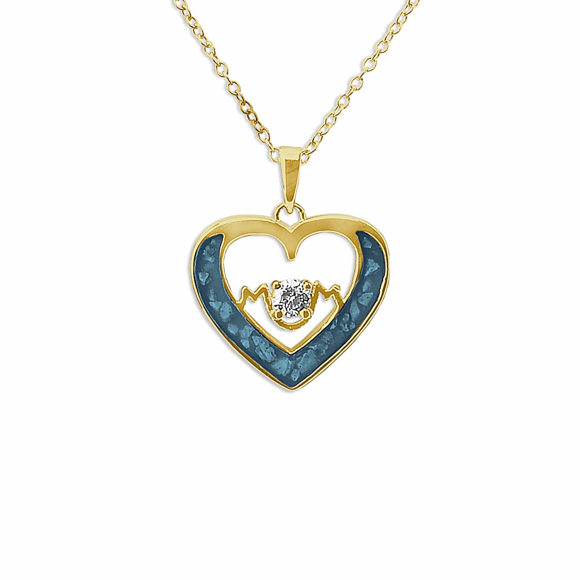 EverWith Ladies Mum Memorial Ashes Pendant with Fine Crystal 9k Yellow Gold Blue
