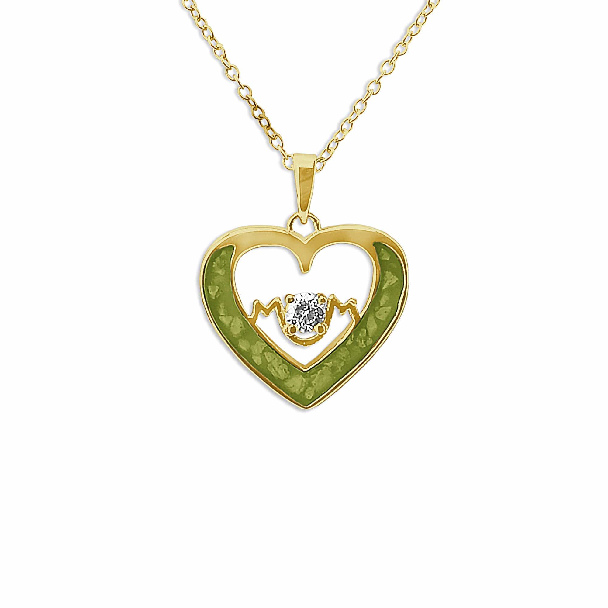 EverWith Ladies Mum Memorial Ashes Pendant with Fine Crystal 9k Yellow Gold Green