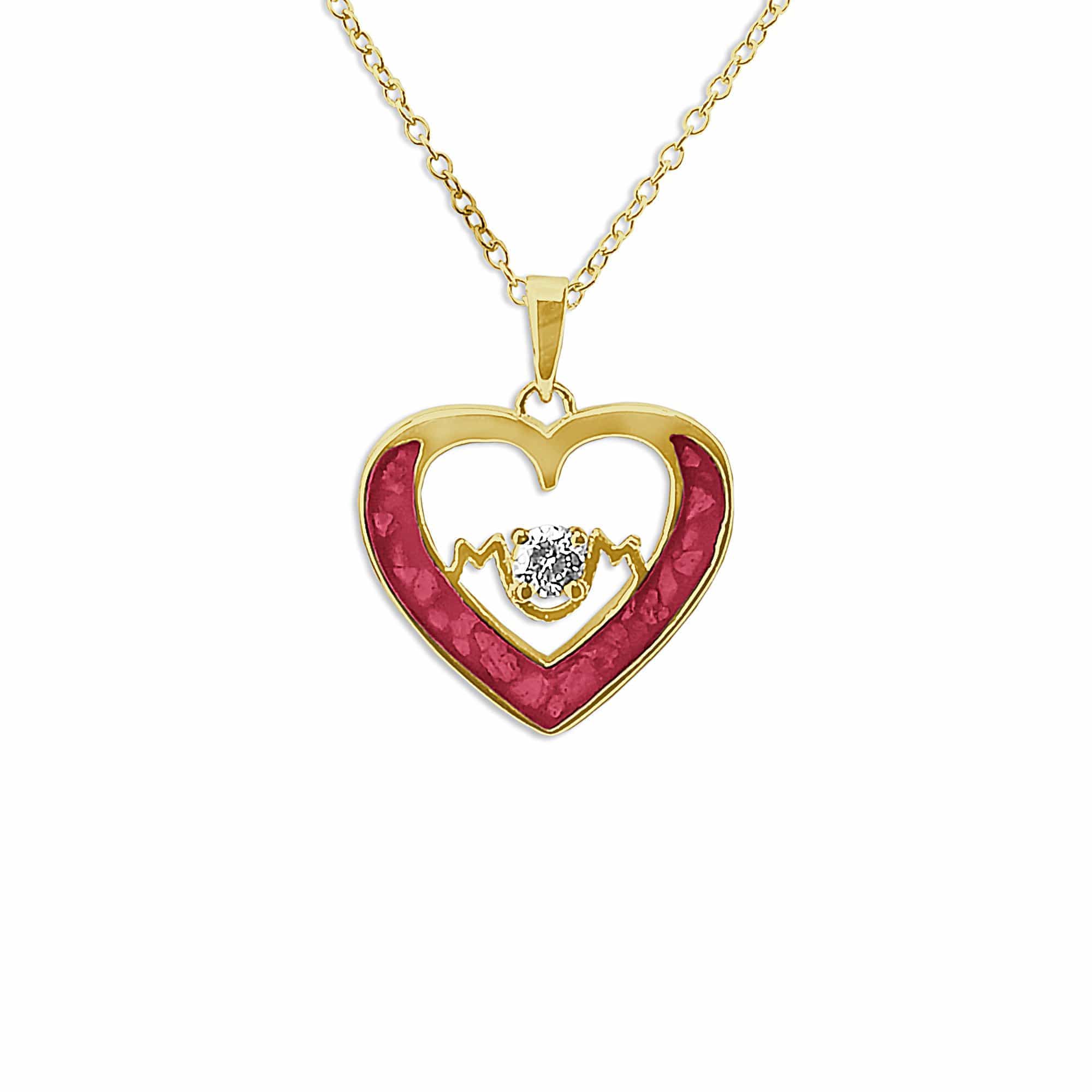 EverWith Ladies Mum Memorial Ashes Pendant with Fine Crystal 9k Yellow Gold Red