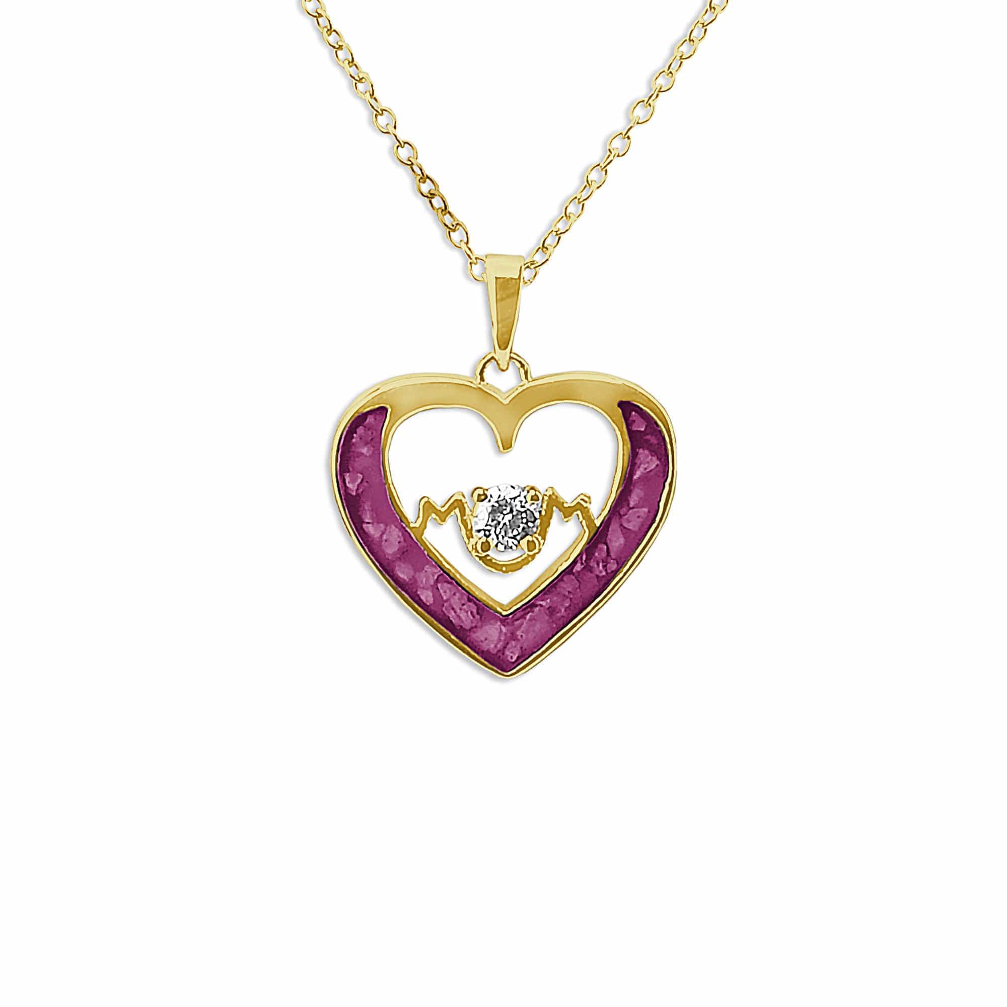 EverWith Ladies Mum Memorial Ashes Pendant with Fine Crystal 9k Yellow Gold Violet