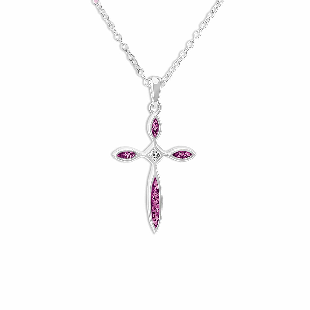 Load image into Gallery viewer, EverWith Unisex Solace Cross Memorial Ashes Pendant with Fine Crystal