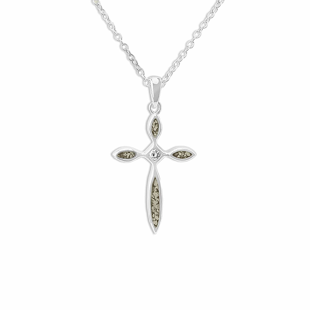 Load image into Gallery viewer, EverWith Unisex Solace Cross Memorial Ashes Pendant with Fine Crystal