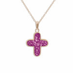 EverWith Unisex Rounded Cross Memorial Ashes Pendant 9k Rose Gold Pink