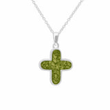EverWith Unisex Rounded Cross Memorial Ashes Pendant Green