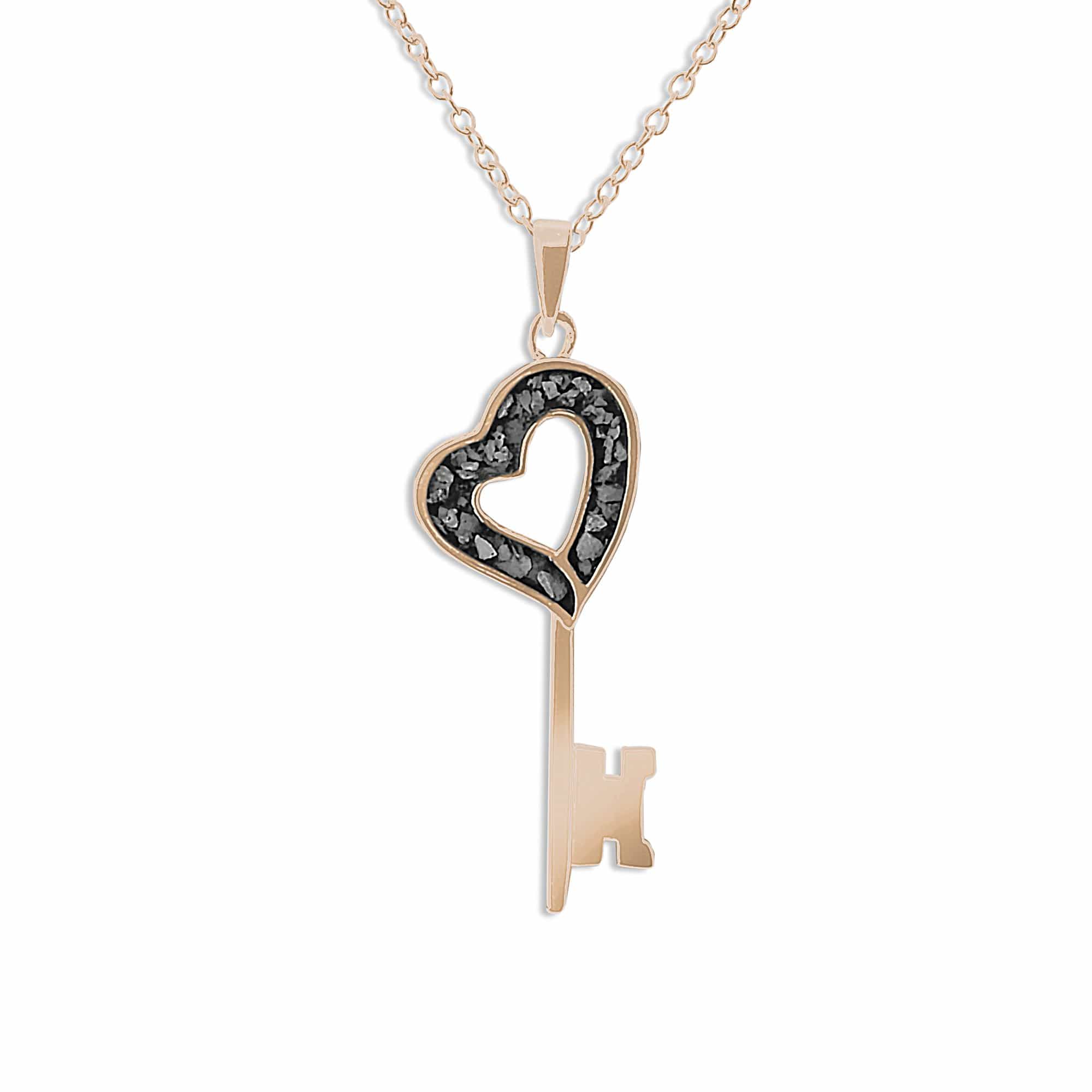 EverWith Ladies Key Memorial Ashes Pendant 9k Rose Gold Black