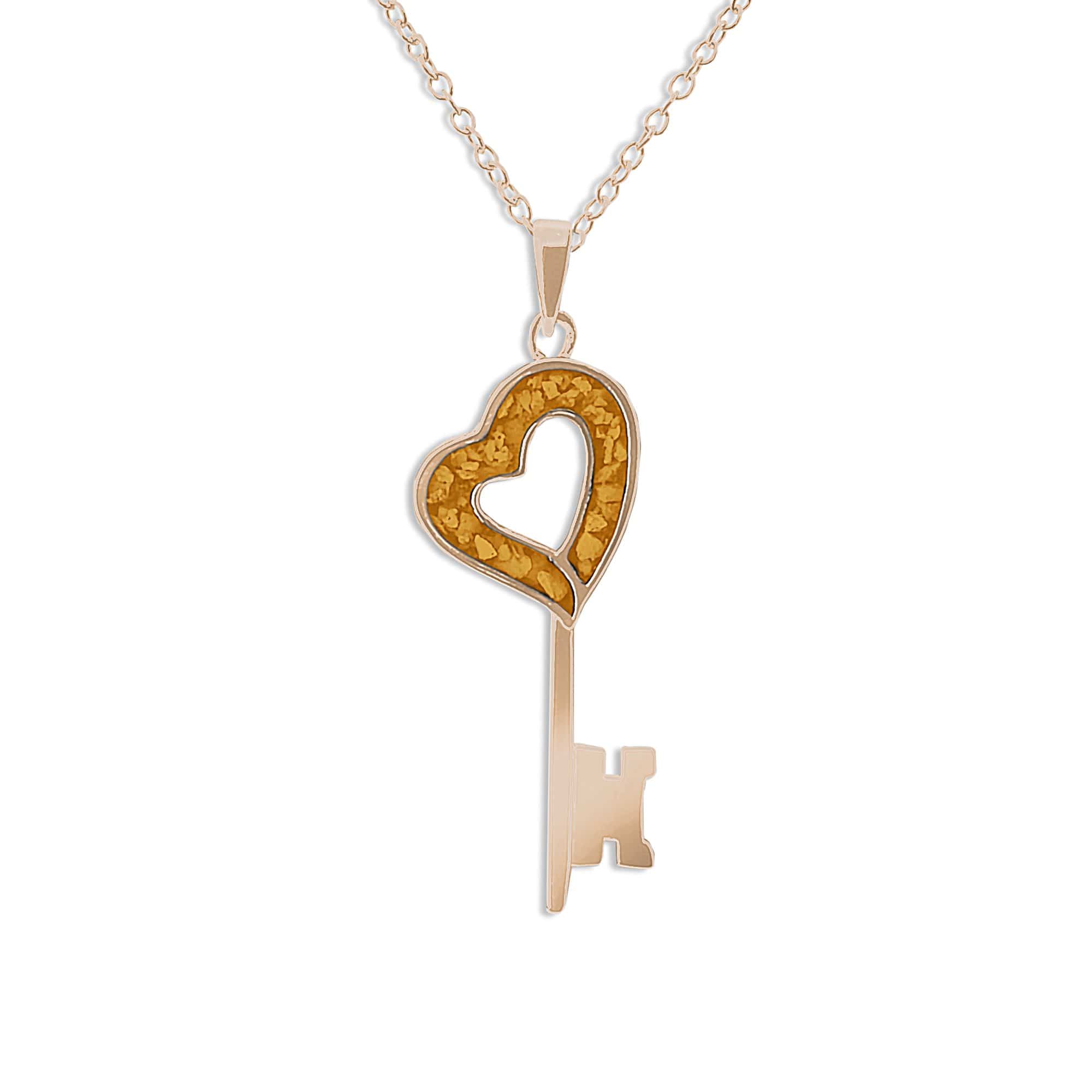 EverWith Ladies Key Memorial Ashes Pendant 9k Rose Gold Orange