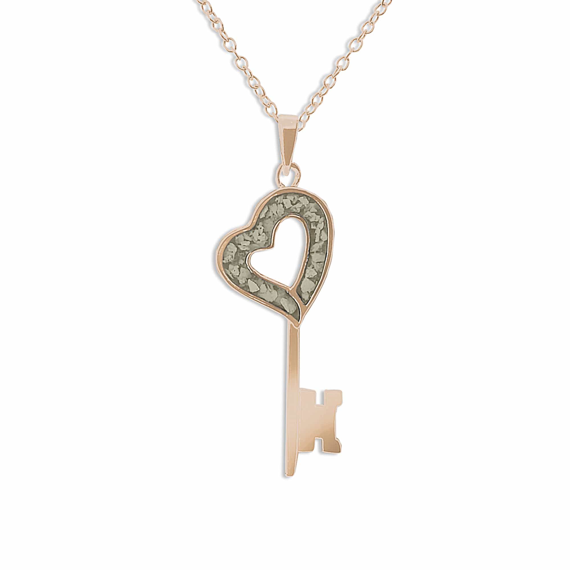 EverWith Ladies Key Memorial Ashes Pendant 9k Rose Gold Transparent