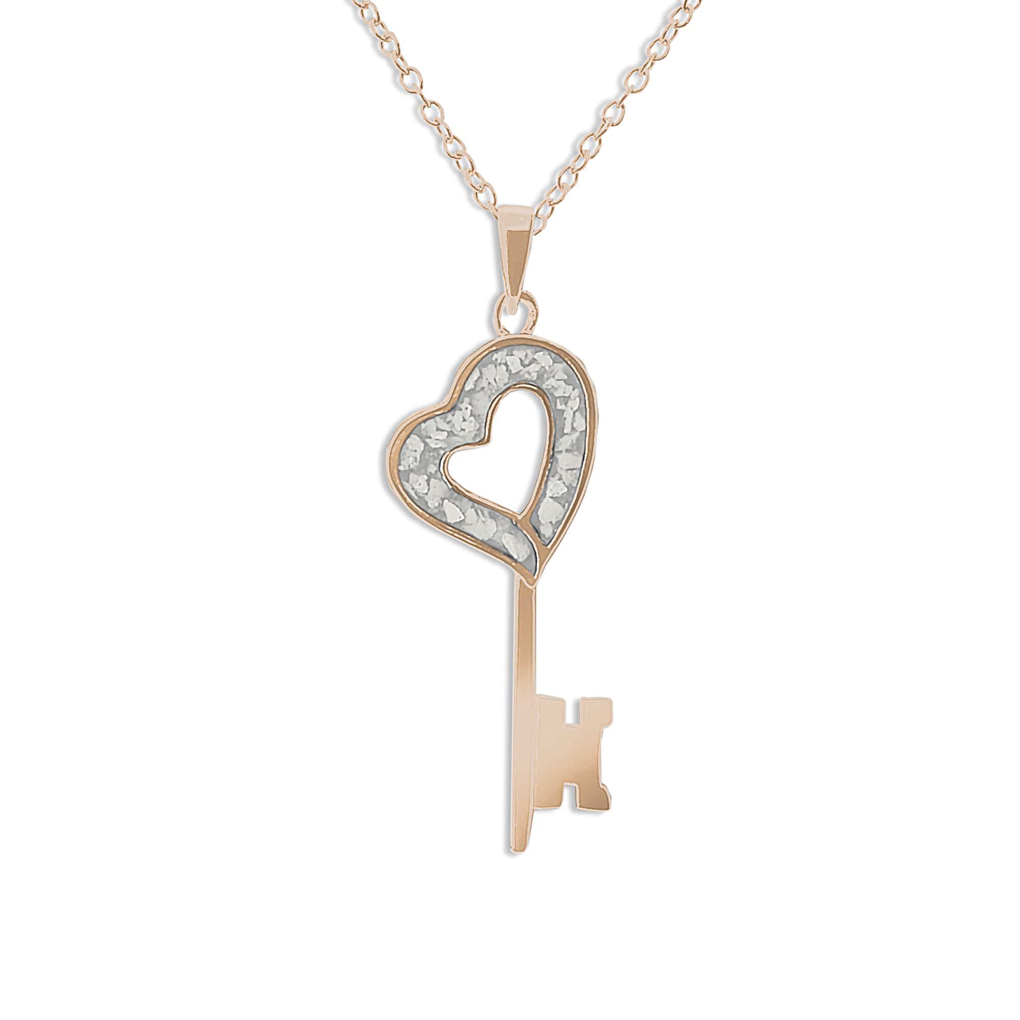 EverWith Ladies Key Memorial Ashes Pendant 9k Rose Gold White