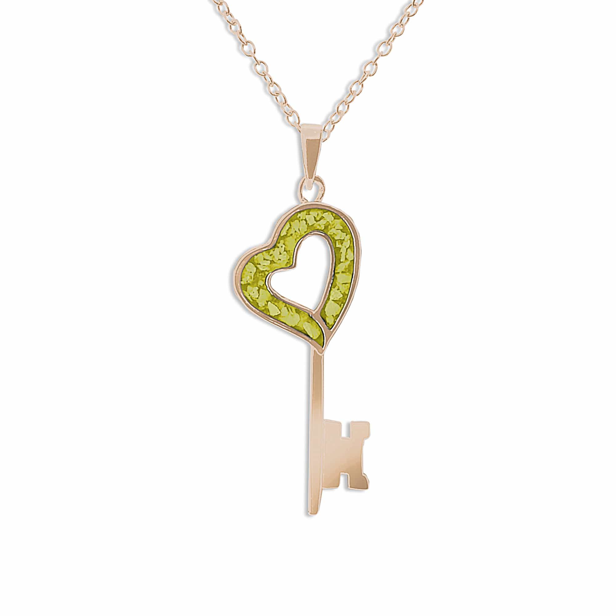 EverWith Ladies Key Memorial Ashes Pendant 9k Rose Gold Yellow