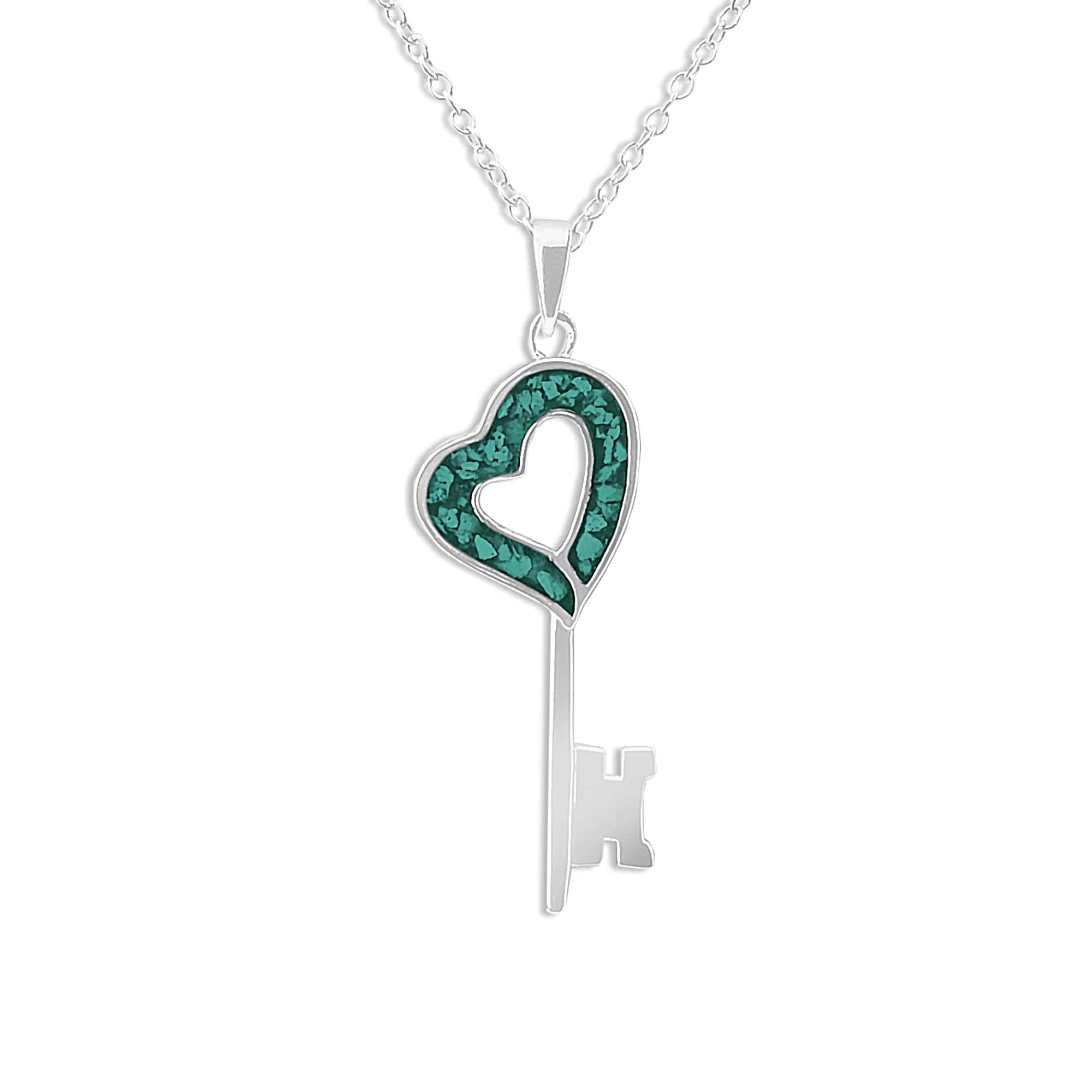EverWith Ladies Key Memorial Ashes Pendant Aqua