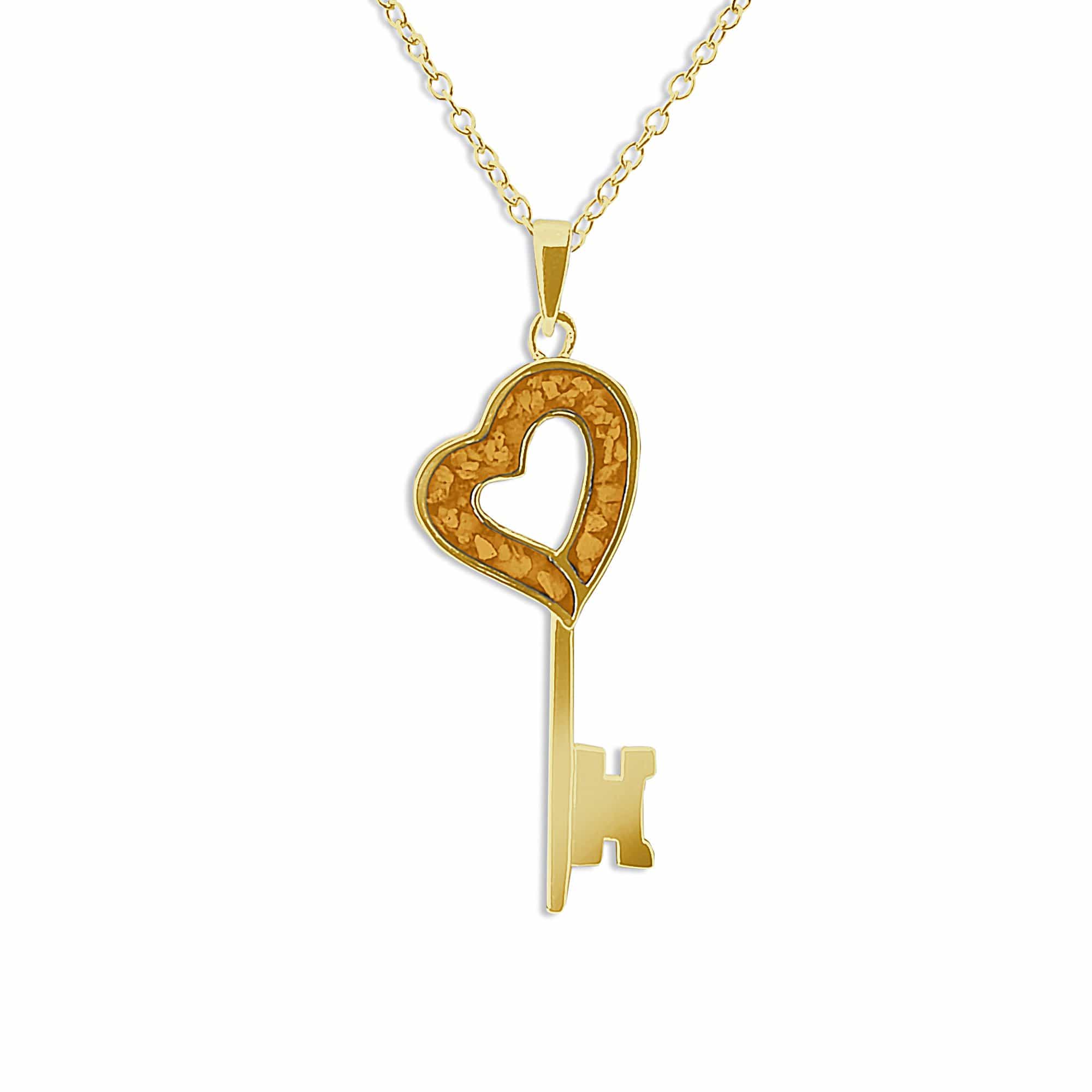 EverWith Ladies Key Memorial Ashes Pendant 9k Yellow Gold Orange