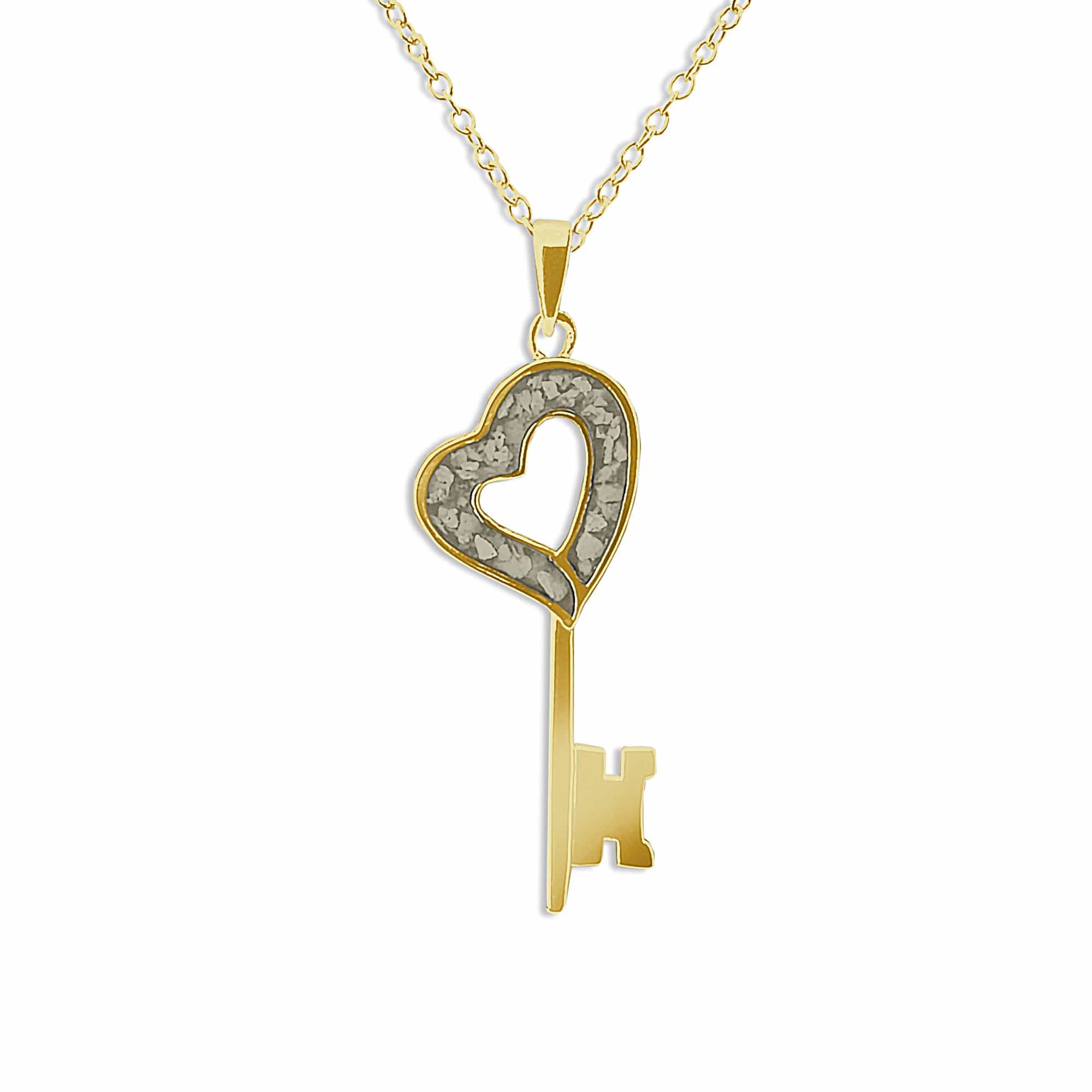 EverWith Ladies Key Memorial Ashes Pendant 9k Yellow Gold Transparent