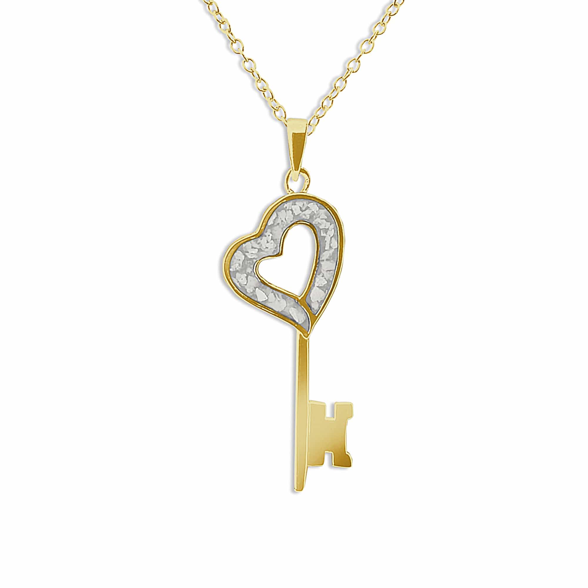EverWith Ladies Key Memorial Ashes Pendant 9k Yellow Gold White