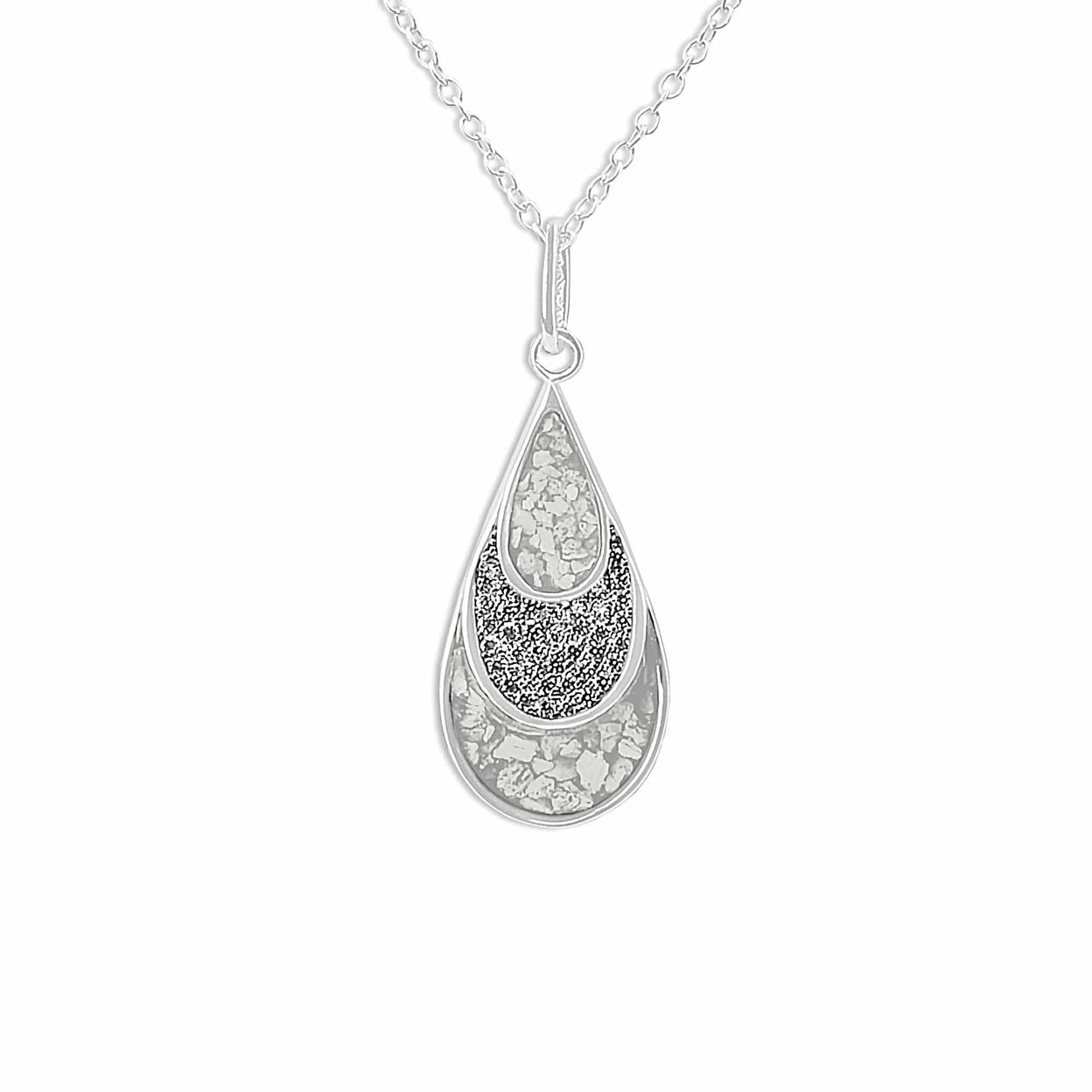 Load image into Gallery viewer, EverWith Ladies Layered Teardrop Memorial Ashes Pendant with Fine Crystals