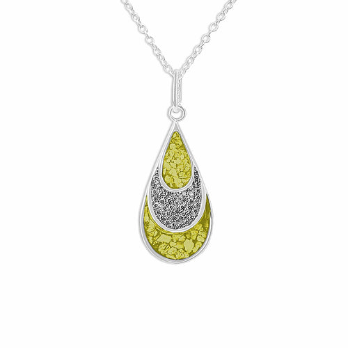 EverWith Ladies Layered Teardrop Memorial Ashes Pendant with Fine Crystals