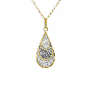 EverWith Ladies Layered Teardrop Memorial Ashes Pendant with Fine Crystals