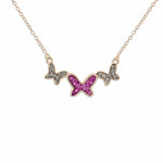 EverWith Ladies Butterflies Memorial Ashes Necklace with Fine Crystals 9k Rose Gold Pink