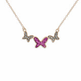 EverWith Ladies Butterflies Memorial Ashes Necklace with Fine Crystals 9k Rose Gold Pink