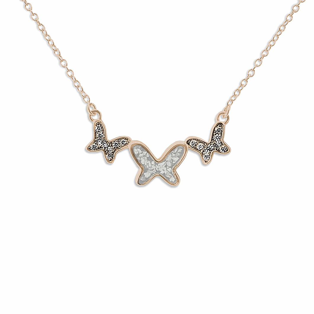 EverWith Ladies Butterflies Memorial Ashes Necklace with Fine Crystals