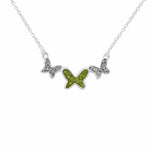 EverWith Ladies Butterflies Memorial Ashes Necklace with Fine Crystals Green