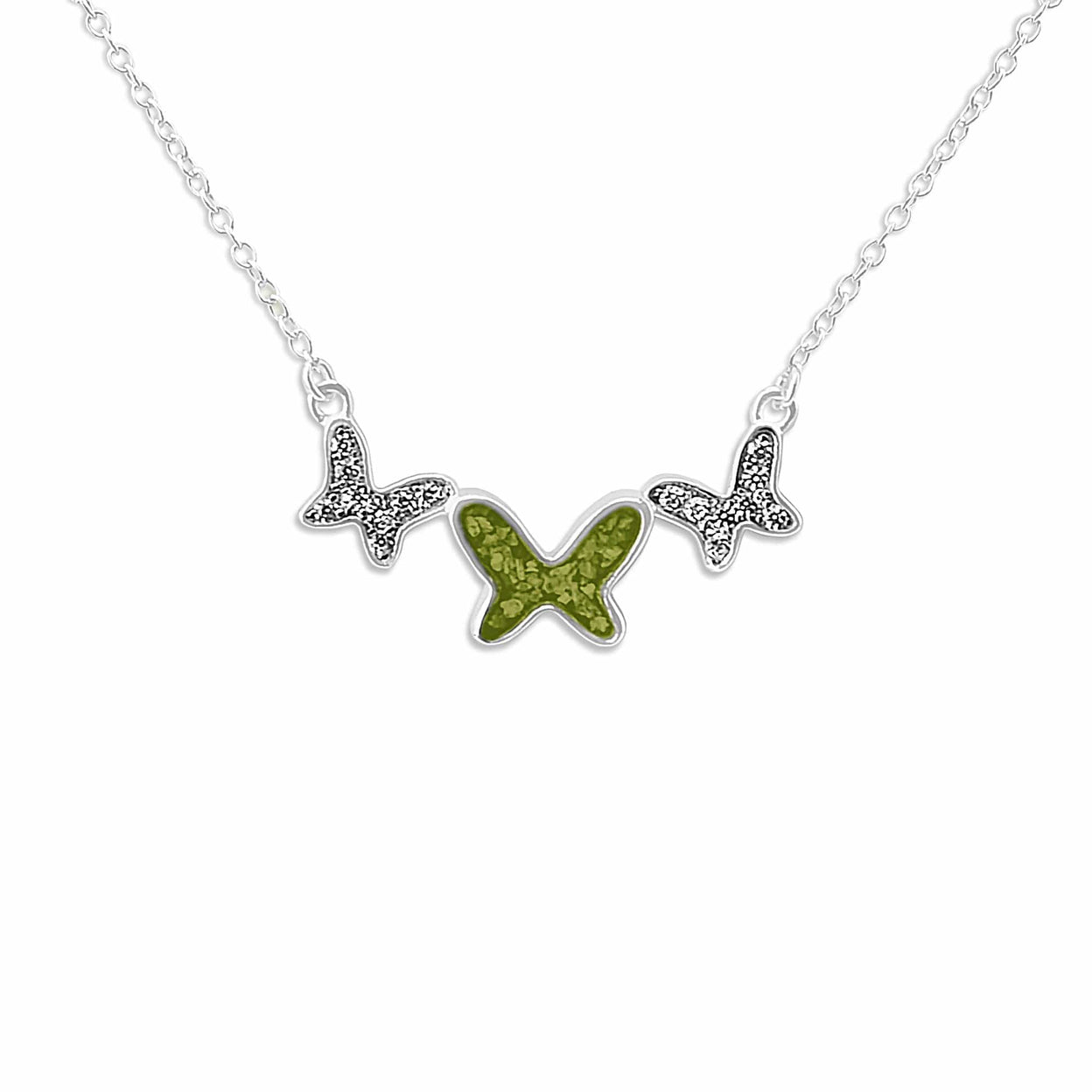 Load image into Gallery viewer, EverWith Ladies Butterflies Memorial Ashes Necklace with Fine Crystals