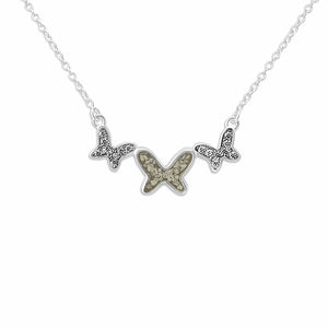 EverWith Ladies Butterflies Memorial Ashes Necklace with Fine Crystals