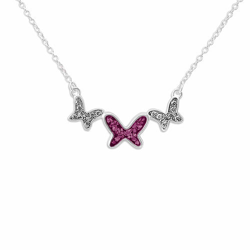 EverWith Ladies Butterflies Memorial Ashes Necklace with Fine Crystals