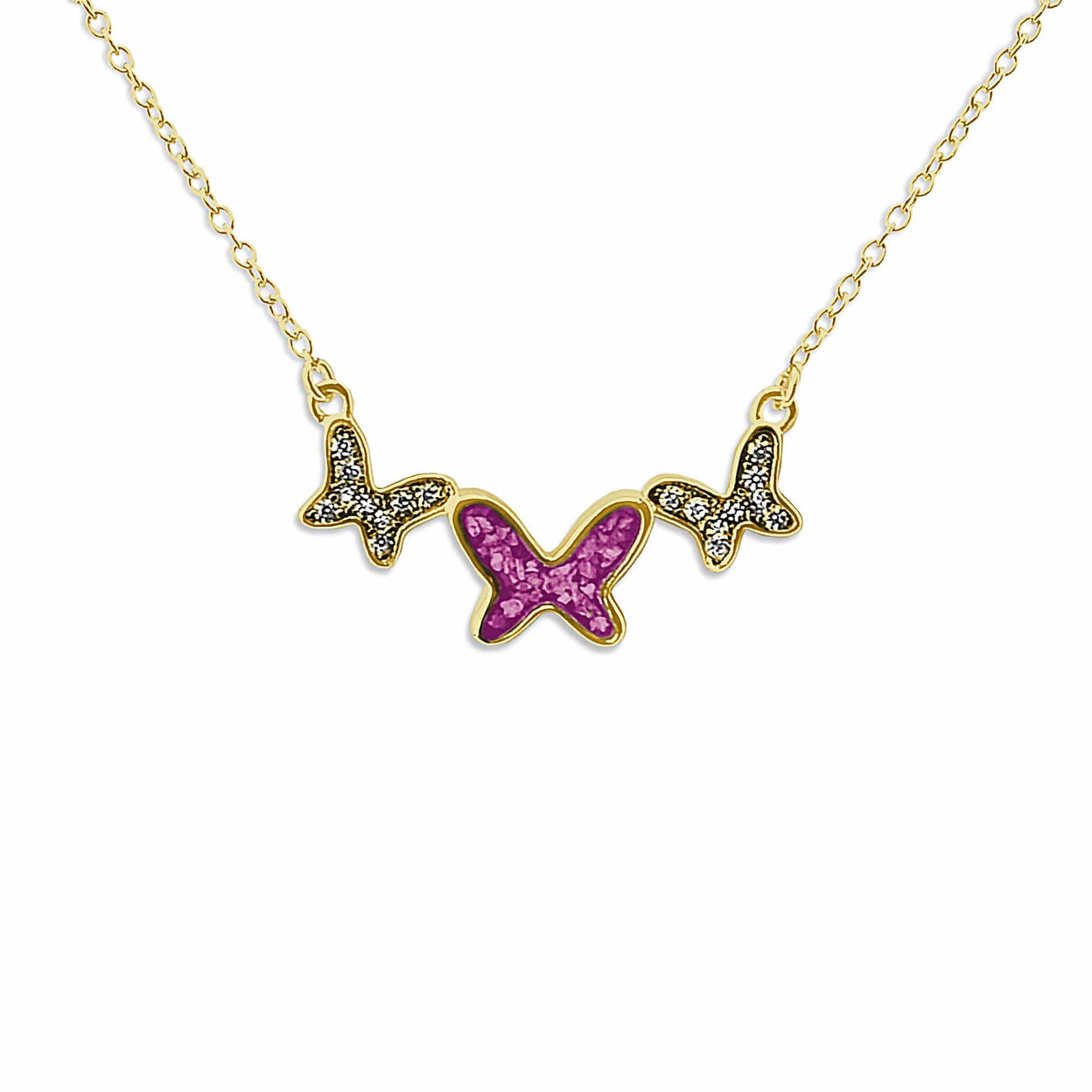 Load image into Gallery viewer, EverWith Ladies Butterflies Memorial Ashes Necklace with Fine Crystals