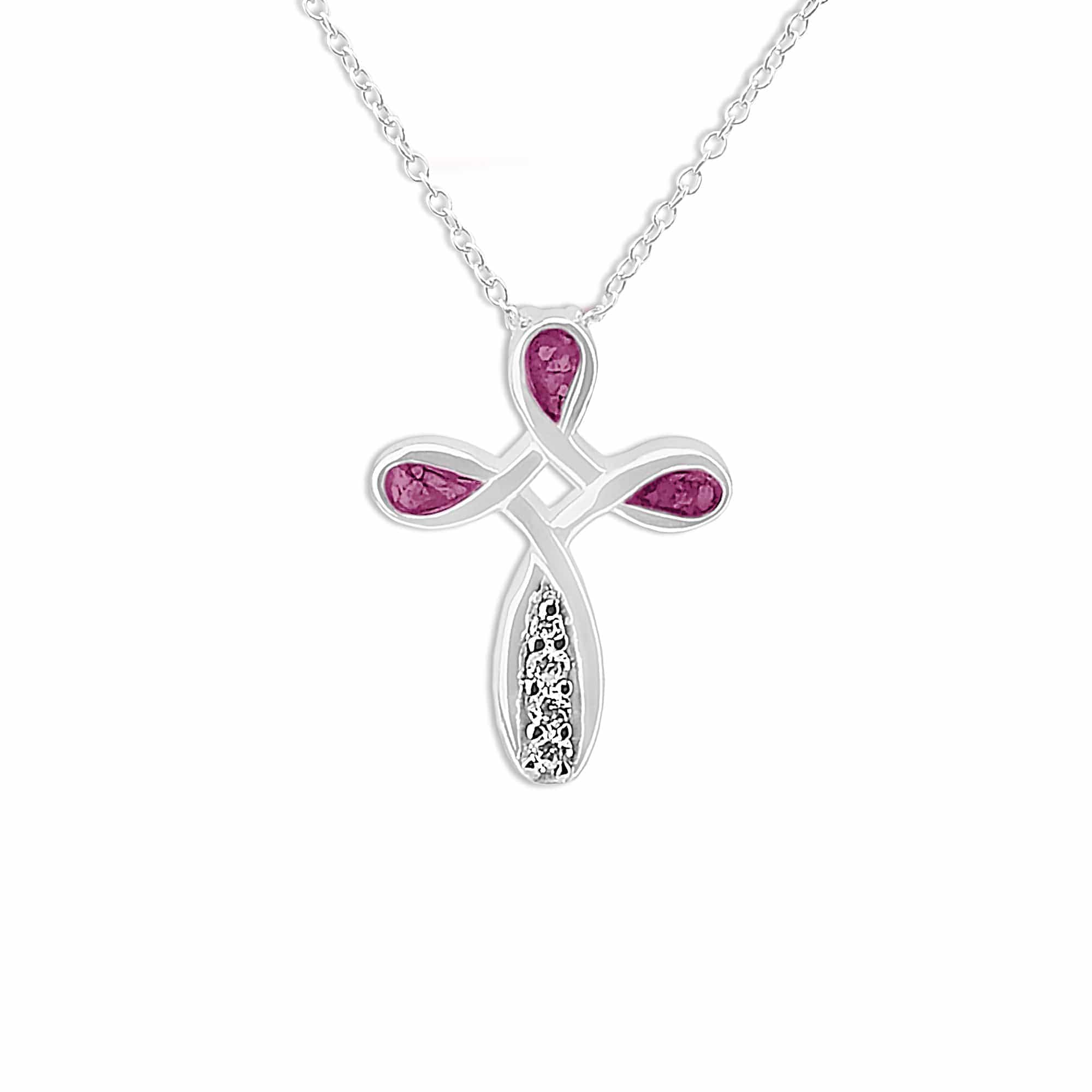 EverWith Unisex Celtic Cross Memorial Ashes Pendant with Fine Crystals Violet