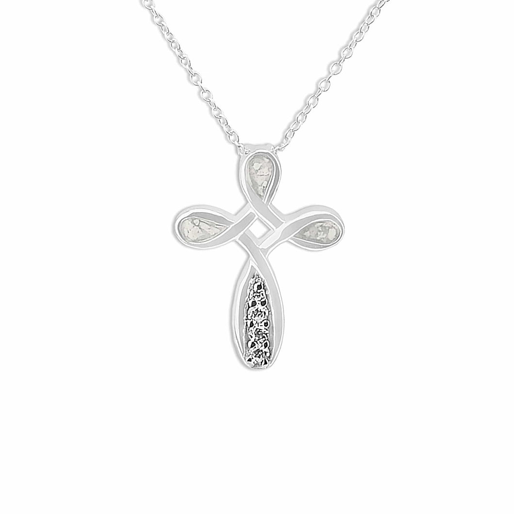 EverWith Unisex Celtic Cross Memorial Ashes Pendant with Fine Crystals