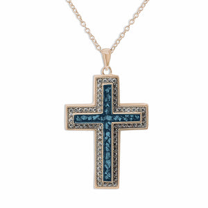 EverWith Unisex Cross Memorial Ashes Pendant with Fine Crystals