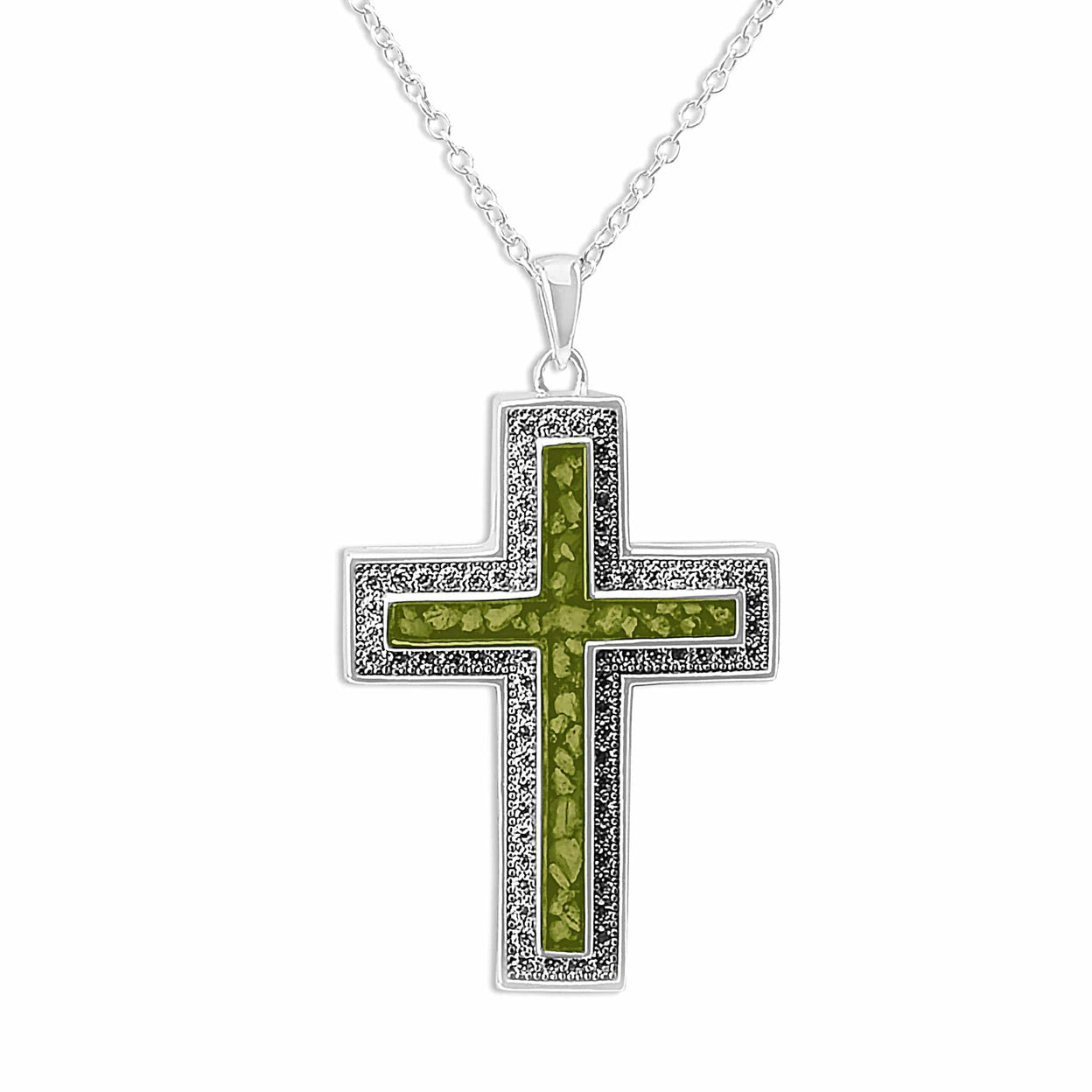Load image into Gallery viewer, EverWith Unisex Cross Memorial Ashes Pendant with Fine Crystals