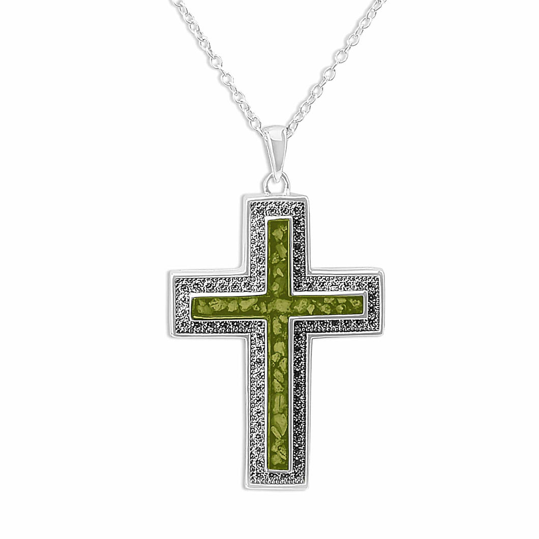 EverWith Unisex Cross Memorial Ashes Pendant with Fine Crystals