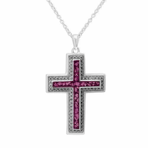 EverWith Unisex Cross Memorial Ashes Pendant with Fine Crystals