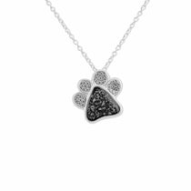EverWith Unisex Paw Print Memorial Ashes Pendant with Fine Crystals Black