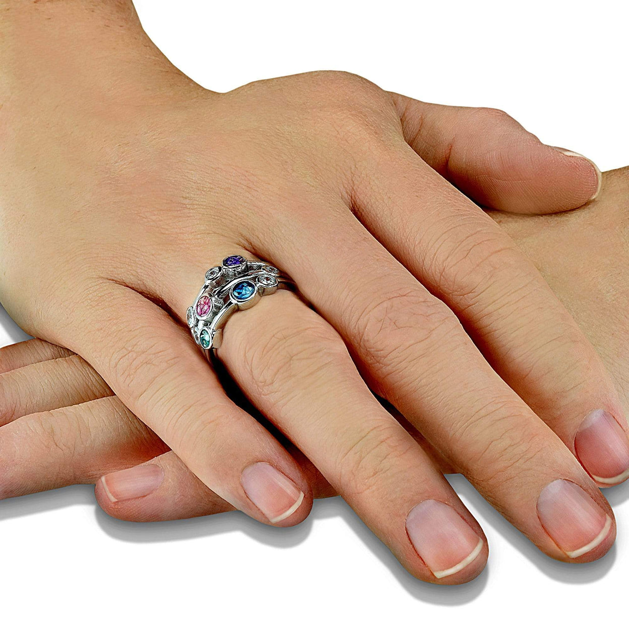 Load image into Gallery viewer, EverWith Ladies Droplets Memorial Ashes Ring with Fine Crystals