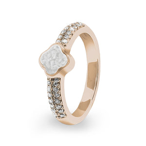 EverWith Ladies Clover Memorial Ashes Ring with Fine Crystals