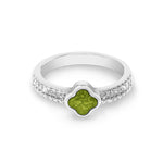 EverWith Ladies Clover Memorial Ashes Ring with Fine Crystals